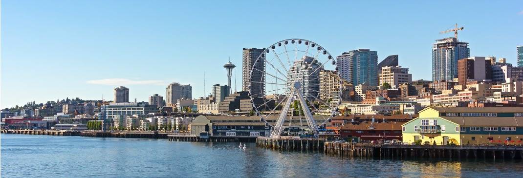 Seattles Hafen mit Riesenrad